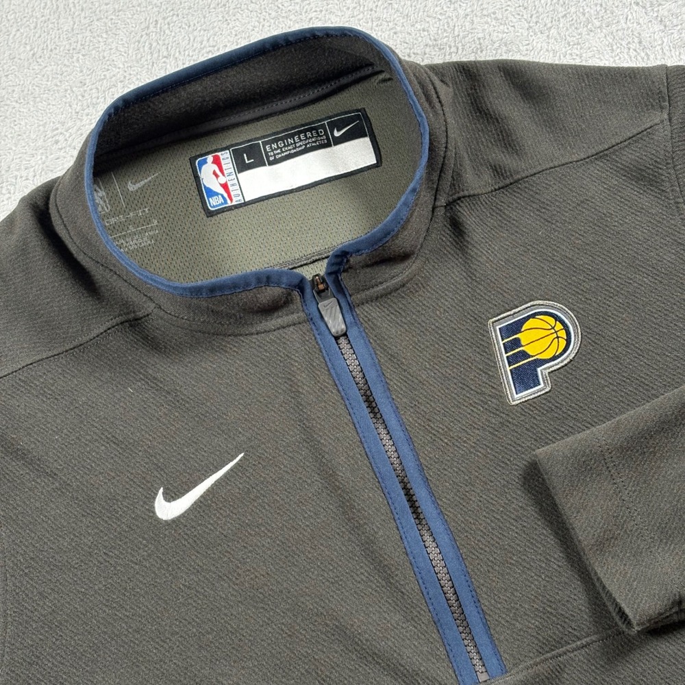 Nike NBA Indiana Pacers Mens Dri-FIT Quarter Zip Pullover Charcoal Gray Large